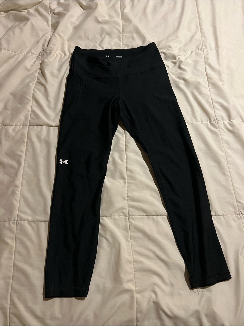 Under Armour Black Girls' Athletic Leggings with White Logo